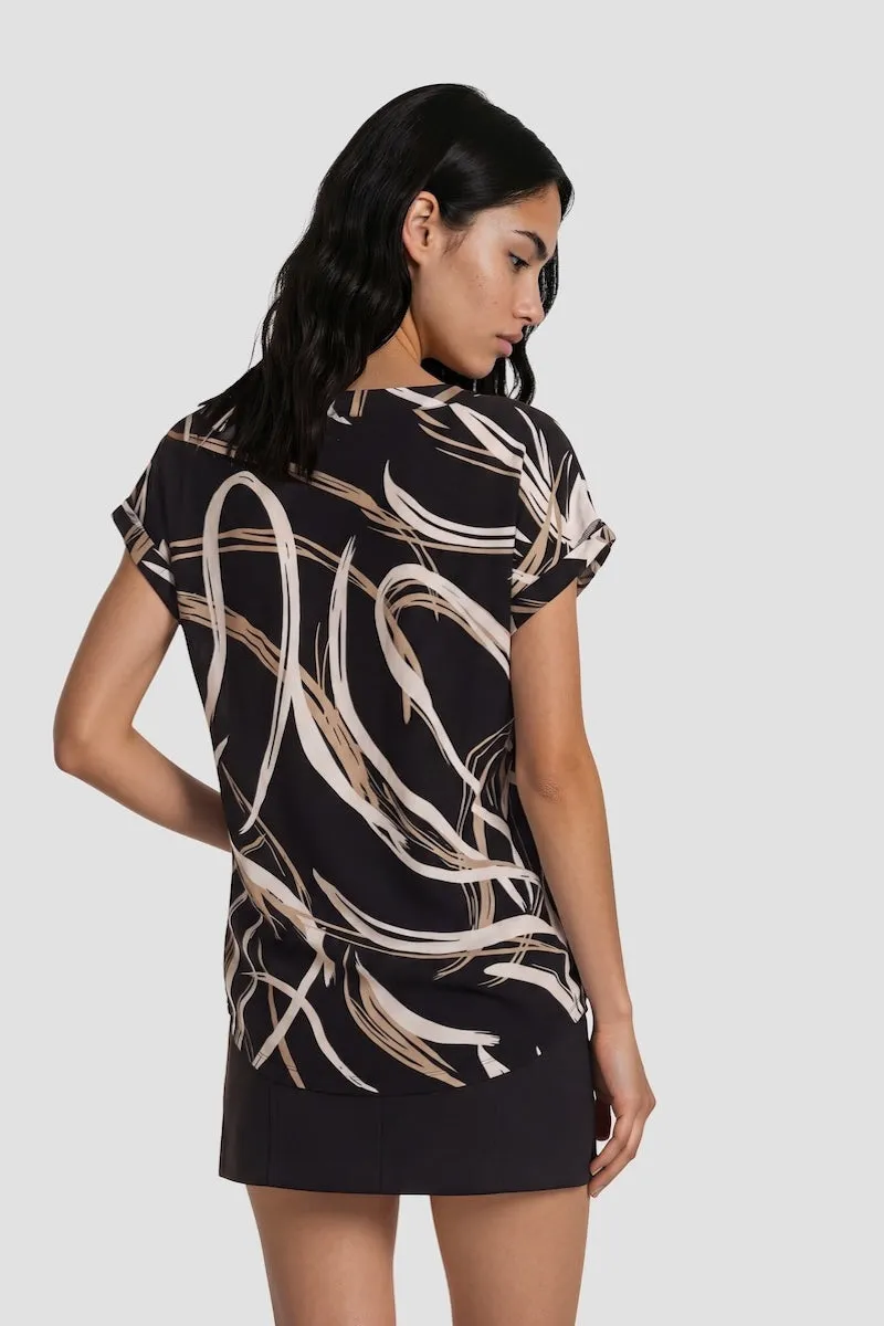 Short Sleeve Half Button-Up Top - Black sold by Fairweather product image thumbnail 2