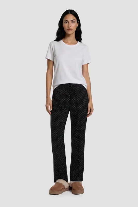 Polkadot Long Pajama Pants - Black made by Fairweather