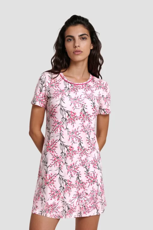 Flower Print Tunic Pajama Top - Pink made by Fairweather