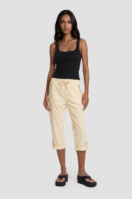 Tie-Up Capri Pant With Cuffed Hems - Beige made by Fairweather