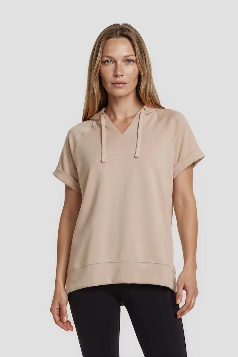 Short Sleeve Hoodie - Cream sold by Fairweather