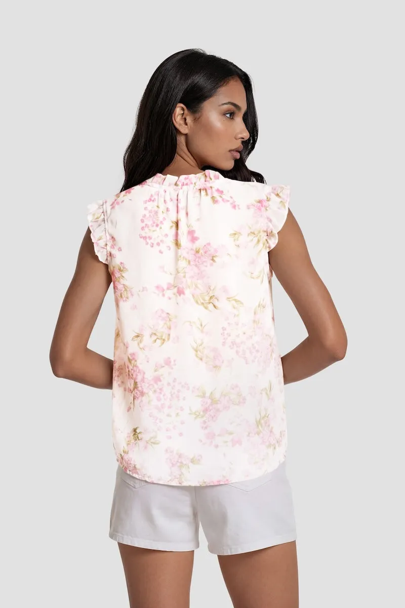 Ruffle Neck Cap Sleeve Shirt - Blush sold by Fairweather product image thumbnail 2