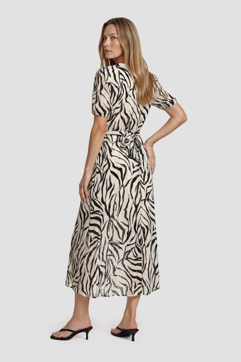 Short Sleeve V Neck Printed Midi Dress - White sold by Fairweather product image thumbnail 2