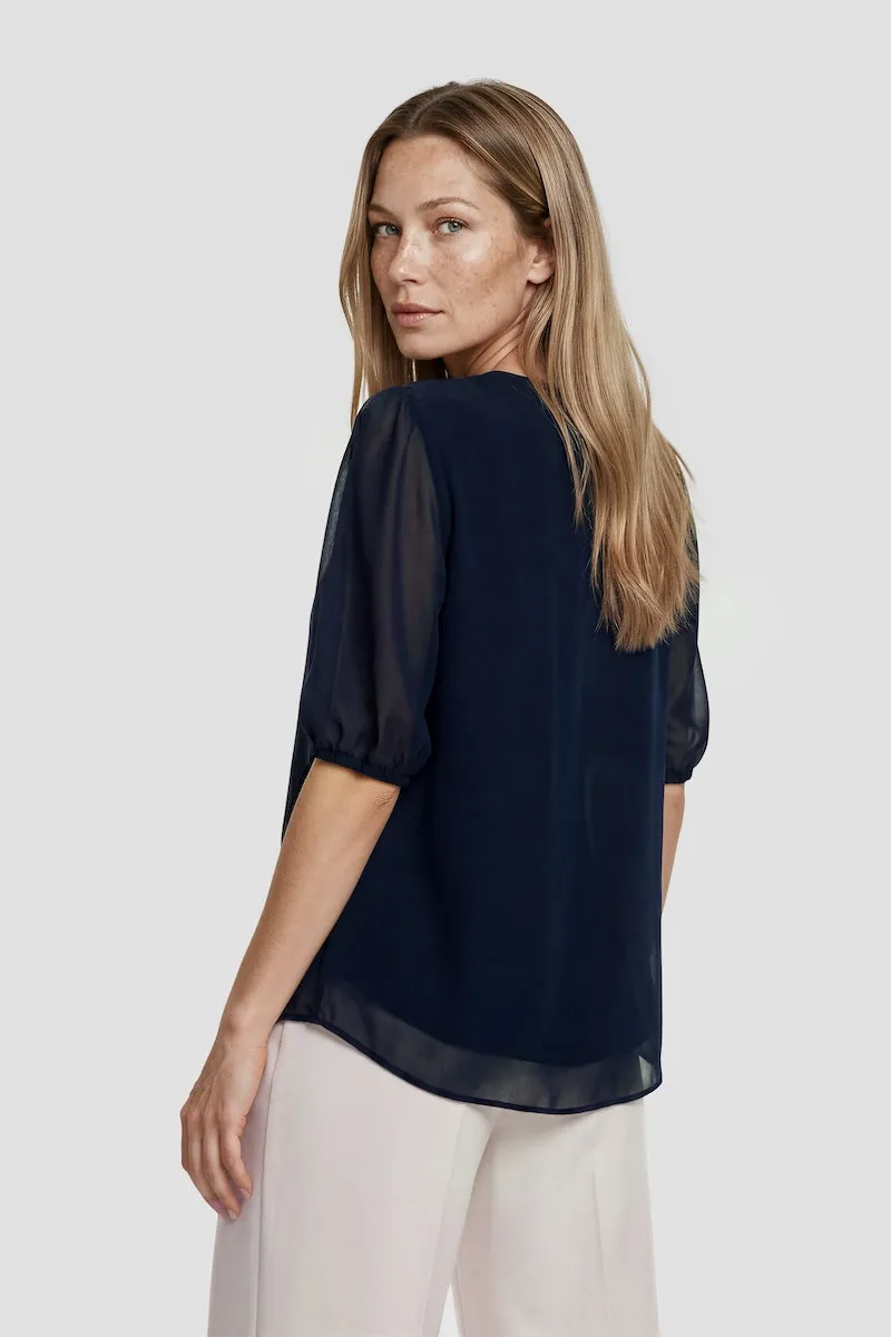 Short Sleeve Top With Buttons - Navy sold by Fairweather product image thumbnail 2
