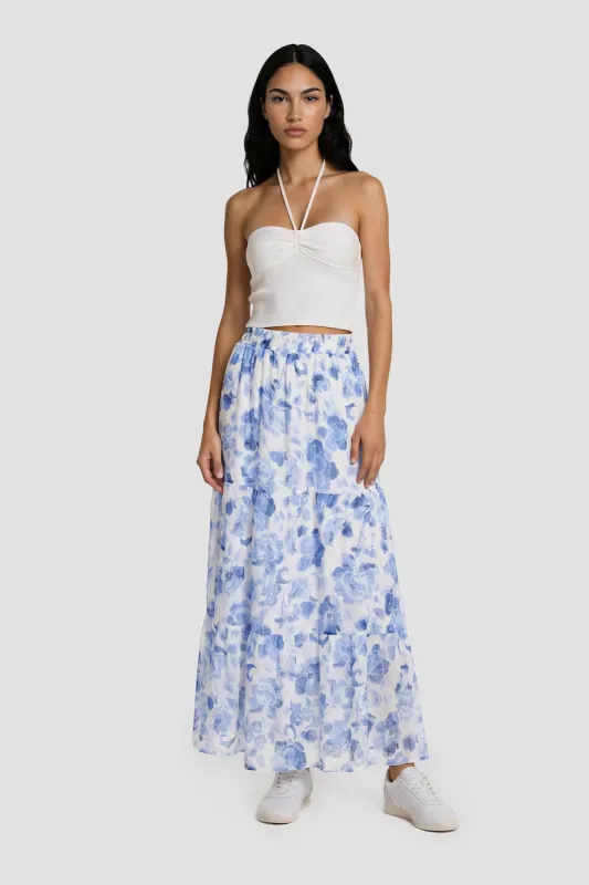 Printed Maxi Skirt - Blue made by Fairweather