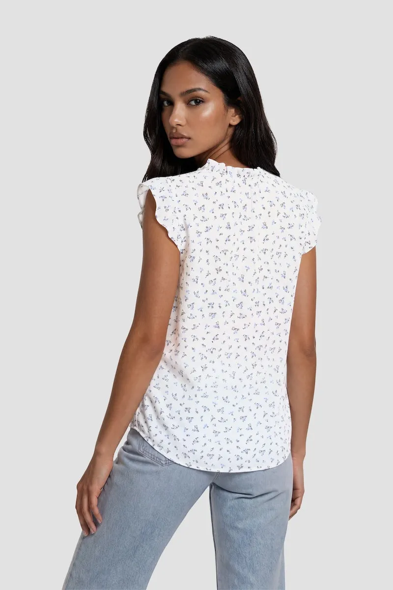 Ruffle Neck Cap Sleeve Shirt - White sold by Fairweather product image thumbnail 2