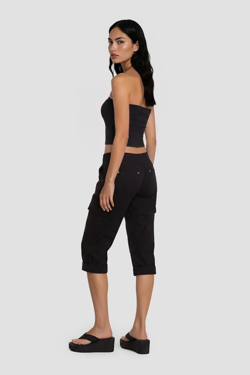 Tie-Up Capri Pant With Cuffed Hems - Black sold by Fairweather product image thumbnail 2