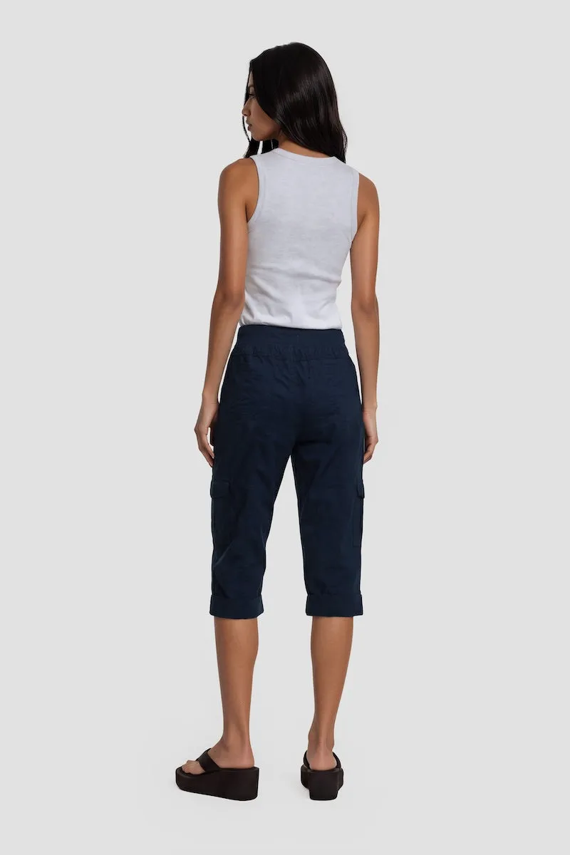Tie-Up Capri Pant With Cuffed Hems - Navy sold by Fairweather product image thumbnail 2