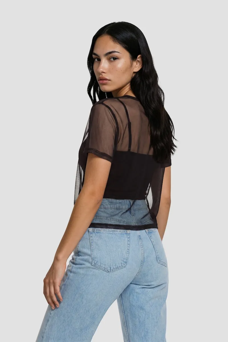 Short Sleeve Open Mesh Cardigan - Black sold by Fairweather product image thumbnail 2