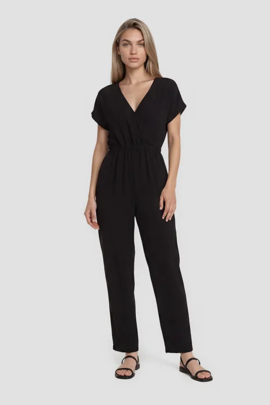 V-Neck Jumpsuit - Black made by Costa Blanca