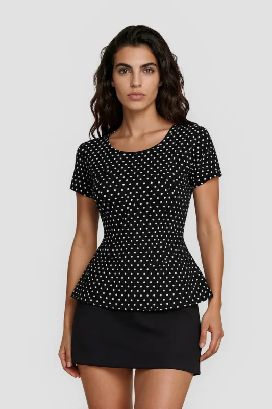Short Sleeve Cinched Waist Printed Shirt - Black made by Fairweather