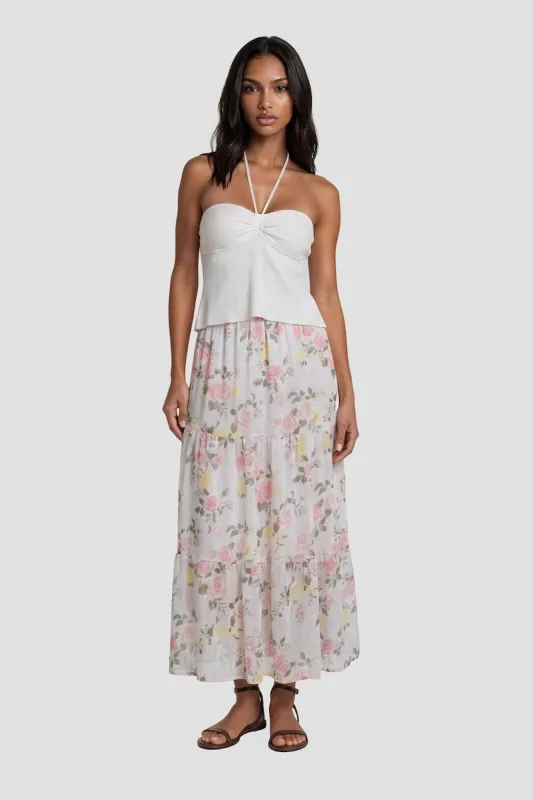 Flower Print Maxi Skirt - Pink made by Fairweather