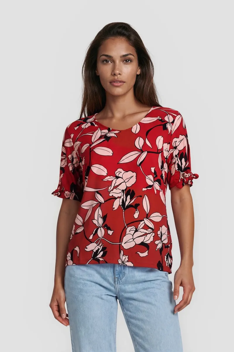 Tie Sleeves V-Neck Shirt - Red sold by Fairweather