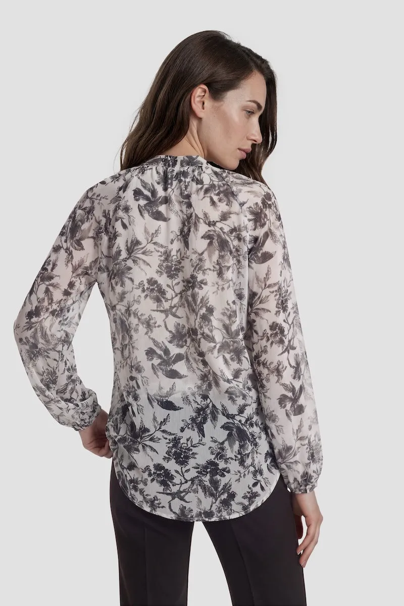 Long Sleeve Flower Print Tie Shirt - Grey sold by Fairweather product image thumbnail 2