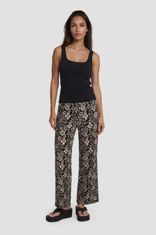 Flower Print Flowy Pants - Black made by Fairweather