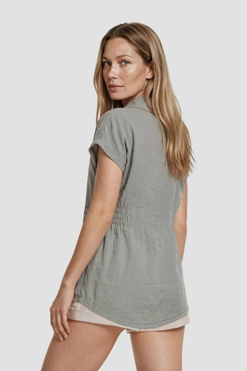 Cinched Waist Button Up Shirt - Green sold by Fairweather product image thumbnail 2