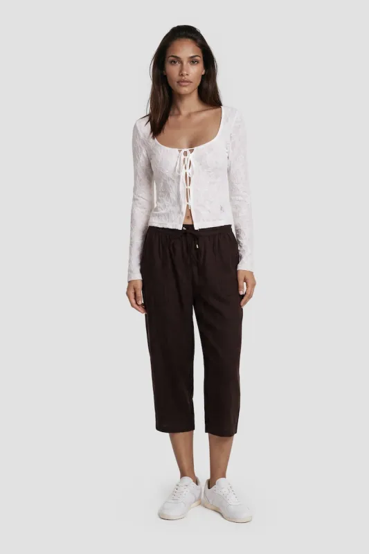 Tie Up Capris - Brown made by Fairweather