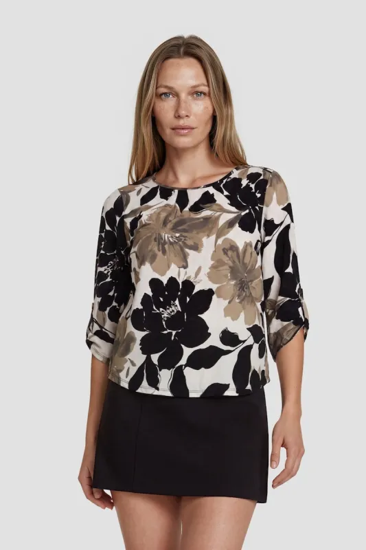 Flower Print Boat Neck Shirt - Multi made by Fairweather