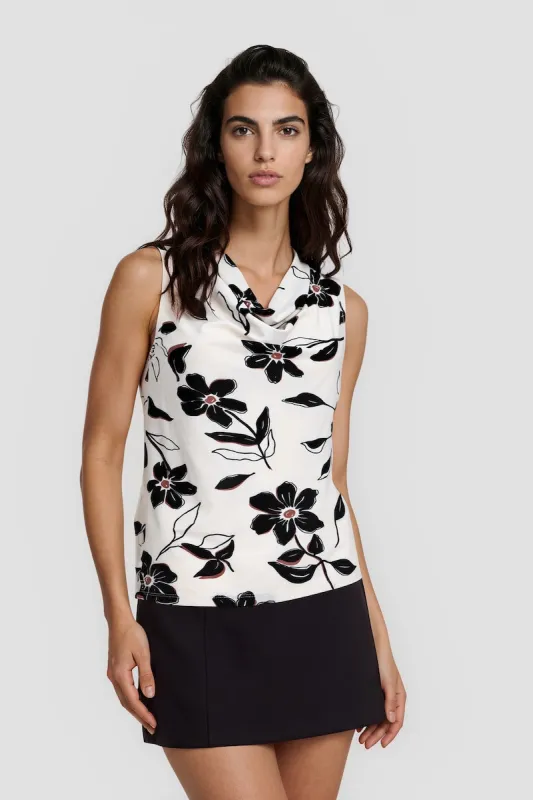 Flower Print Sleeveless Top - White made by Fairweather
