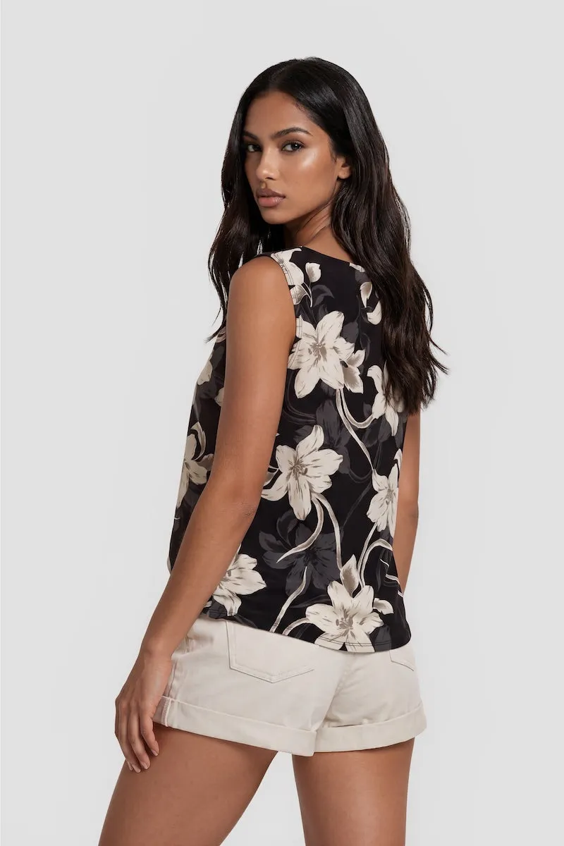 Flower Print Sleeveless Top - Black sold by Fairweather product image thumbnail 2