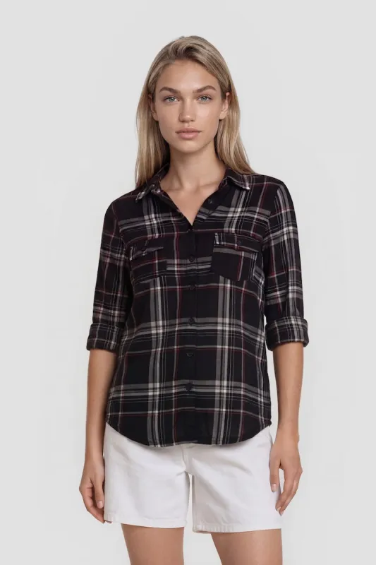 Plaid Button Up Shirt - Black made by Fairweather