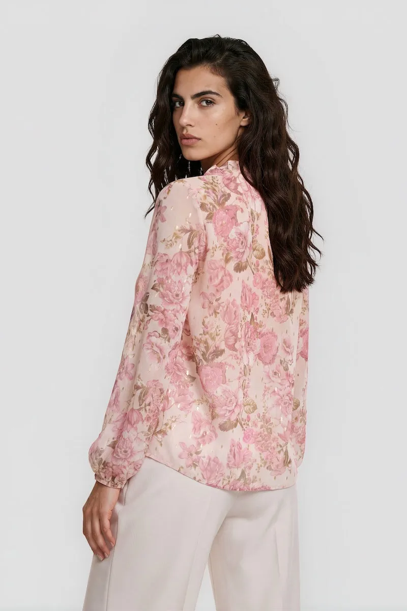 Long Sleeve Ruffle Neck Shirt - Blush sold by Fairweather product image thumbnail 2