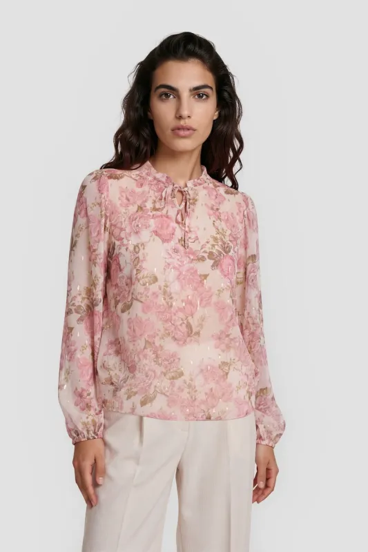 Long Sleeve Ruffle Neck Shirt - Blush made by Fairweather