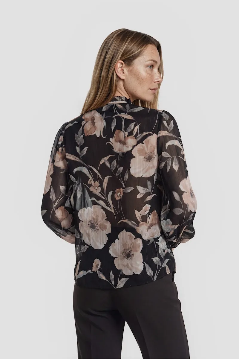 Long Sleeve Ruffle Neck Shirt - Black sold by Fairweather product image thumbnail 2