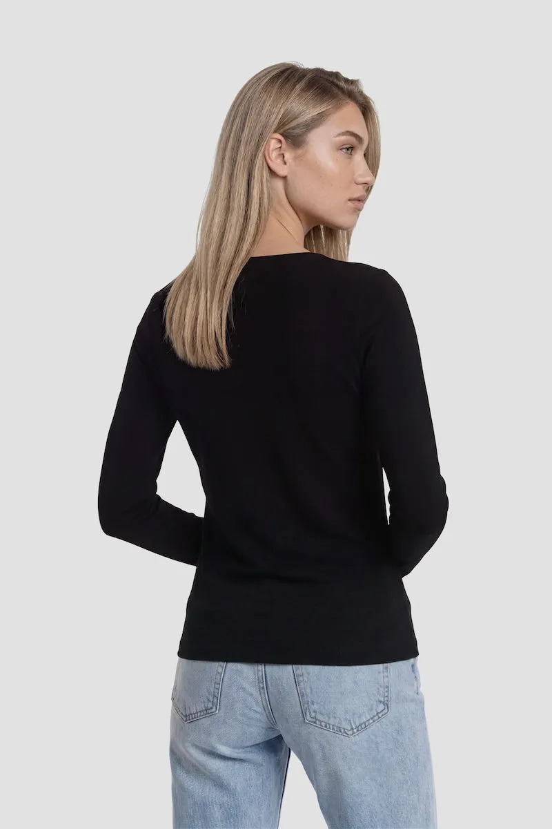 Long Sleeve Square Neck Shirt - Black sold by Fairweather product image thumbnail 2