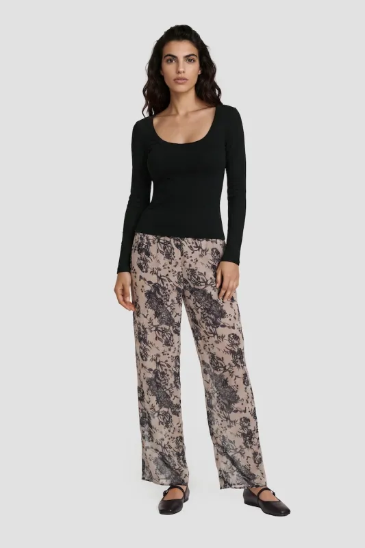 Flower Print Mesh Pants - Beige made by Fairweather