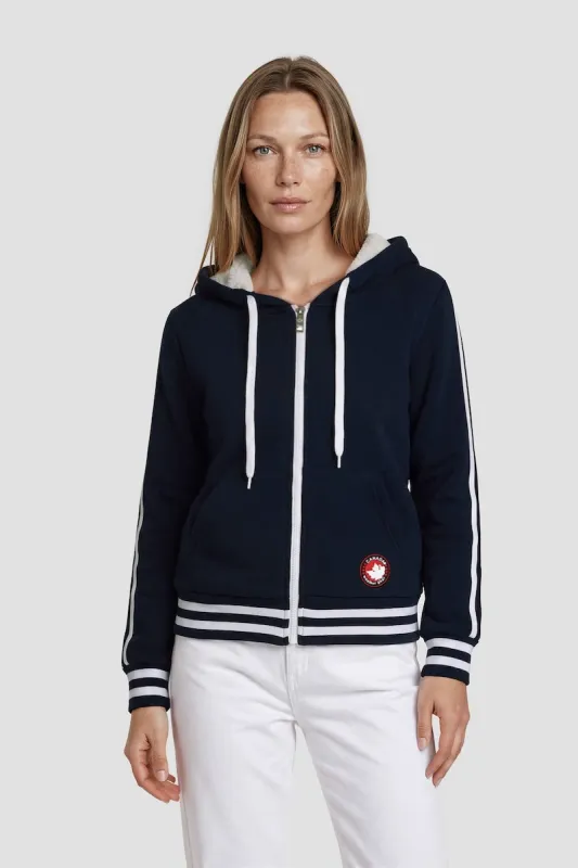 Zip Up Hoodie With Drawstrings - Navy made by Fairweather