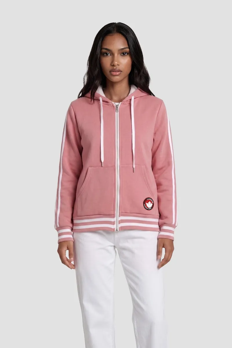 Zip Up Hoodie With Drawstrings - Pink sold by Fairweather