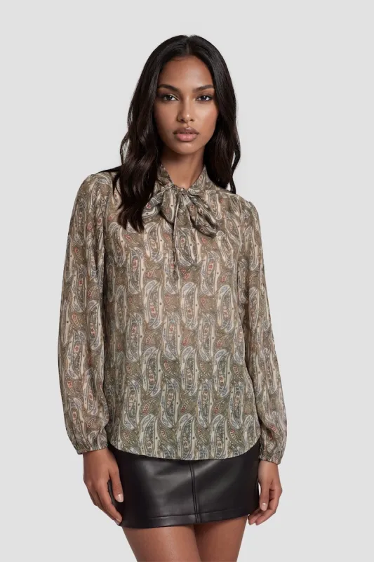 Long Sleeve Bow Tie Shirt - Green made by Fairweather
