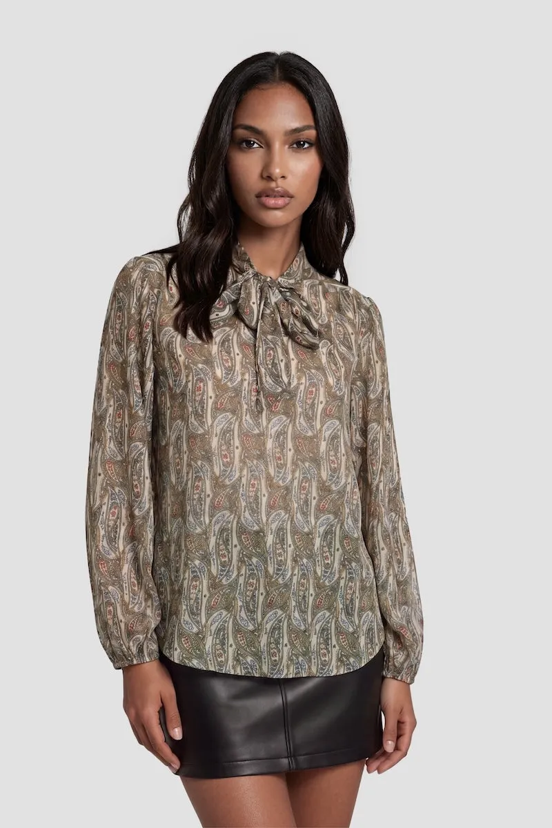 Long Sleeve Bow Tie Shirt - Green sold by Fairweather
