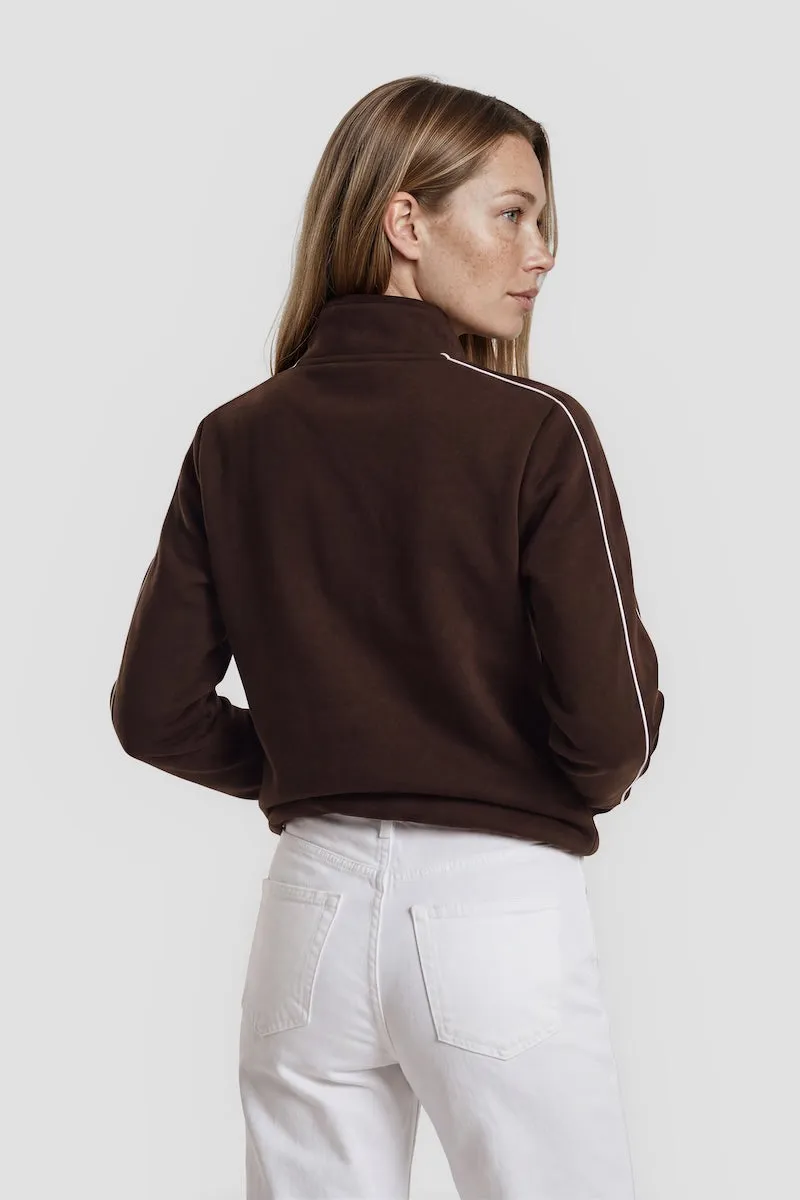 Mock Neck Zip Up Sweatshirt - Brown sold by Fairweather product image thumbnail 2
