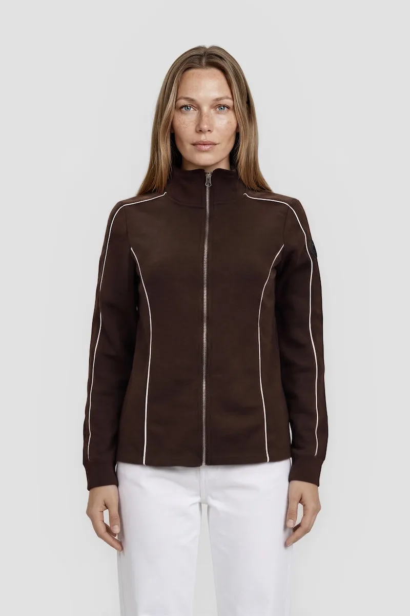 Mock Neck Zip Up Sweatshirt - Brown sold by Fairweather