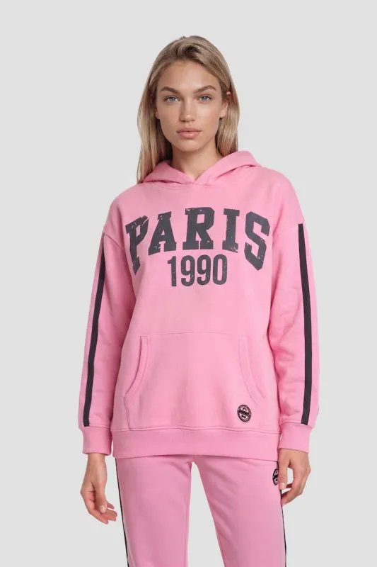 Long Sleeve Paris Hoodie - Pink made by Fahrenheit