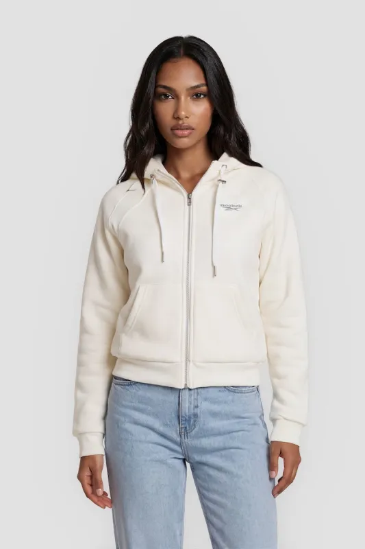 Fleece Zip-Up Hooded Sweatshirt - White made by Reebok