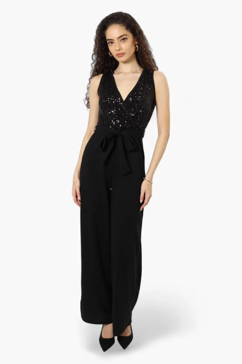 Limite Belted Sequin Top Jumpsuit - Black sold by Fairweather