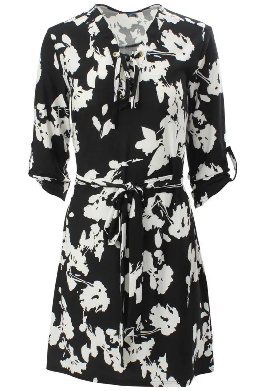 International INC Company Roll Up Sleeve Day Dress - Black sold by Fairweather