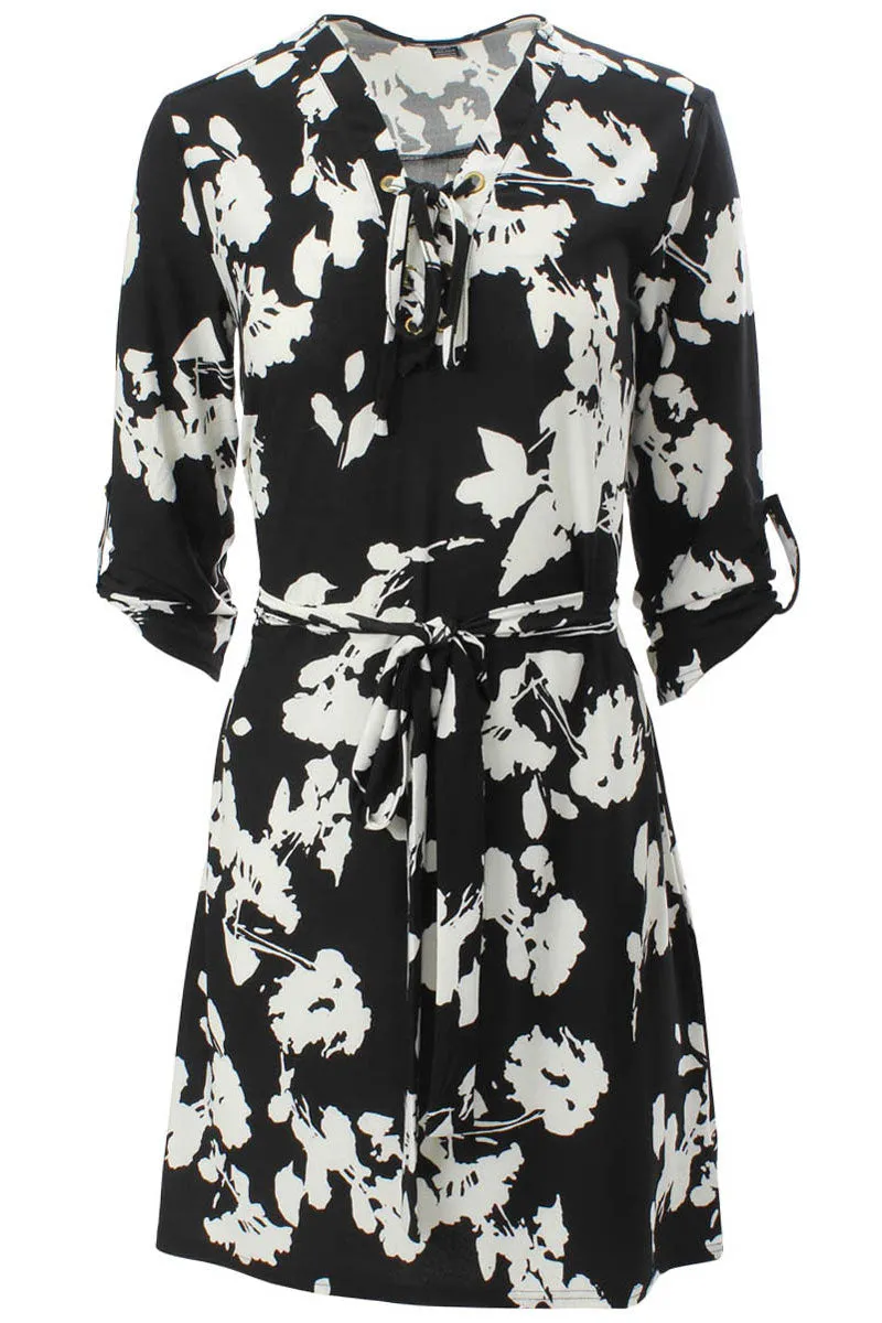 International INC Company Roll Up Sleeve Day Dress - Black sold by Fairweather