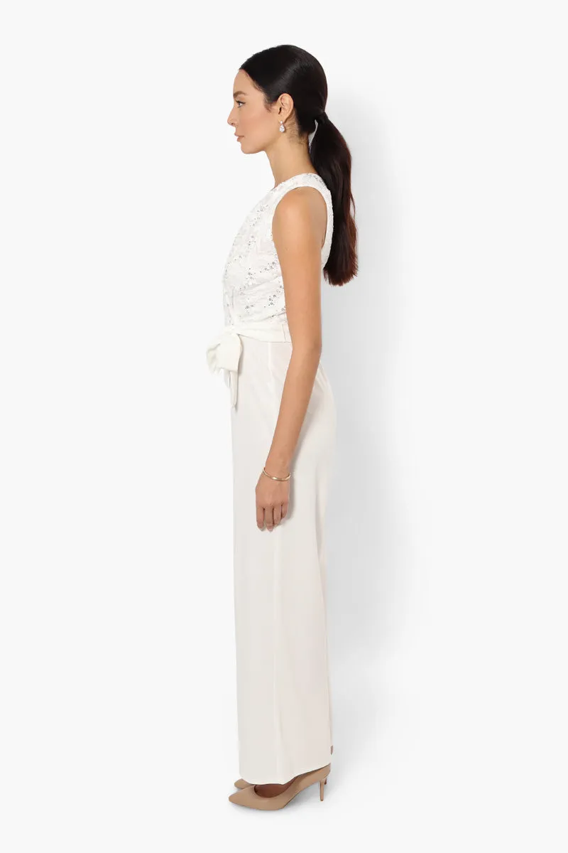 Limite Belted Lace Sequin Jumpsuit - White sold by Fairweather product image thumbnail 3