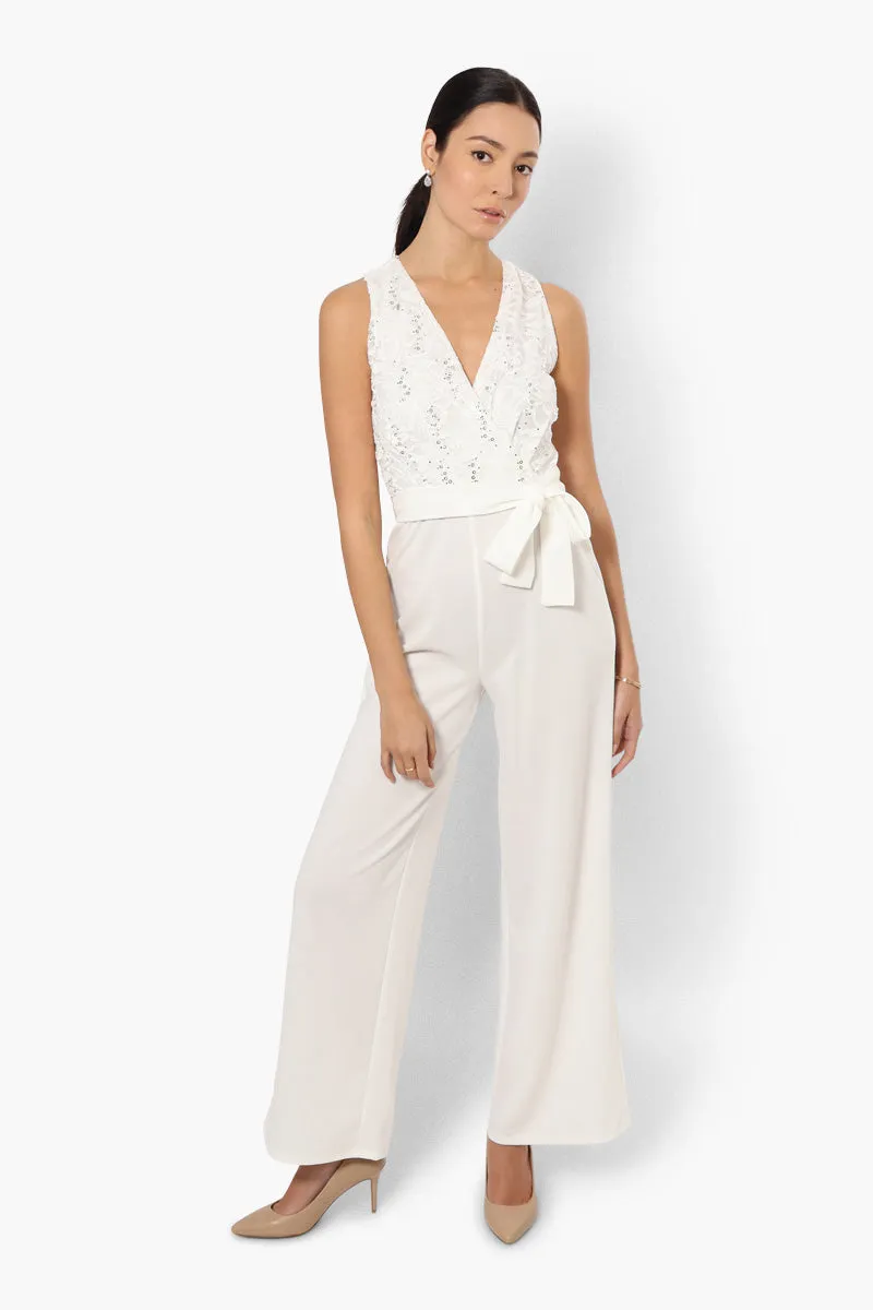 Limite Belted Lace Sequin Jumpsuit - White sold by Fairweather product image thumbnail 2