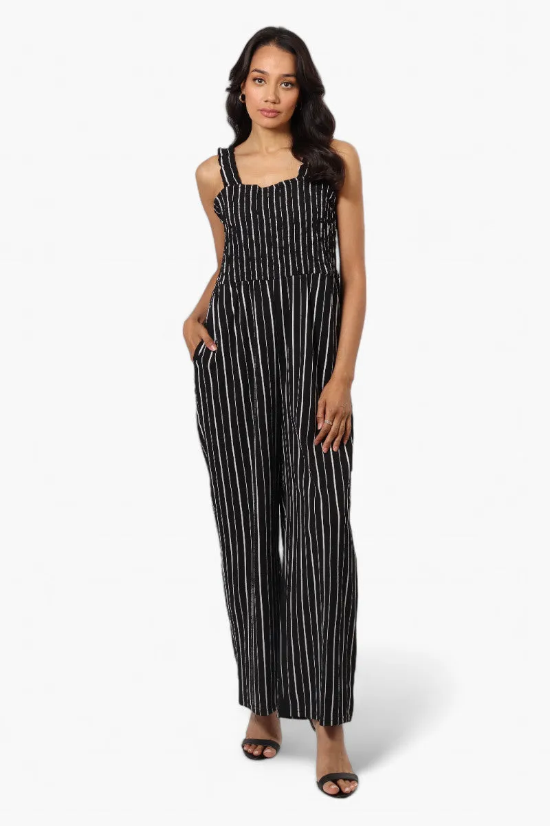 Impress Striped Smocked Top Jumpsuit - Black sold by Fairweather