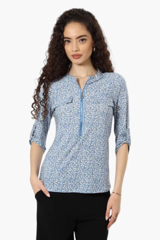 Beechers Brook Patterned Flap Pocket Shirt - Blue sold by Fairweather