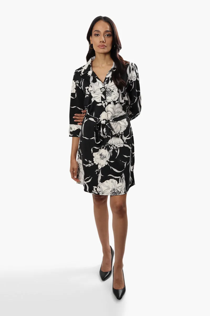 Beechers Brook Floral Belted Day Dress - Black sold by Fairweather