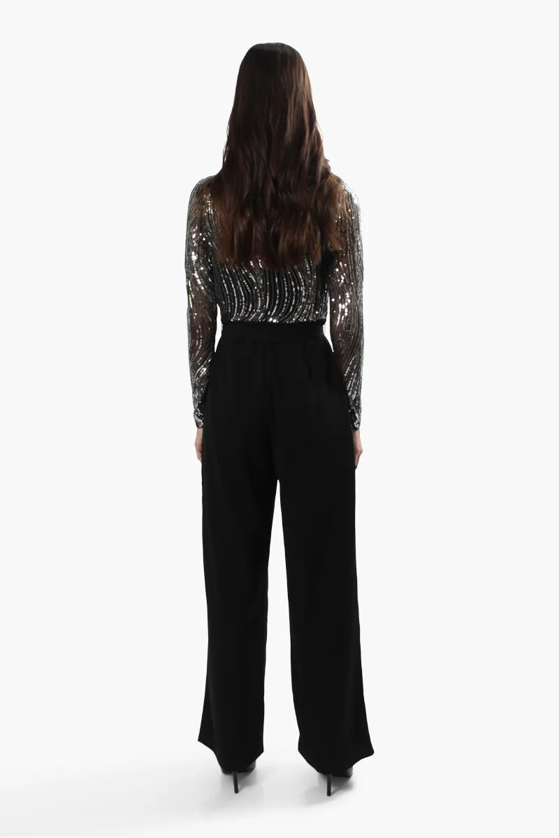 Limite Sequin Belted Long Sleeve Jumpsuit - Black sold by Fairweather product image thumbnail 4
