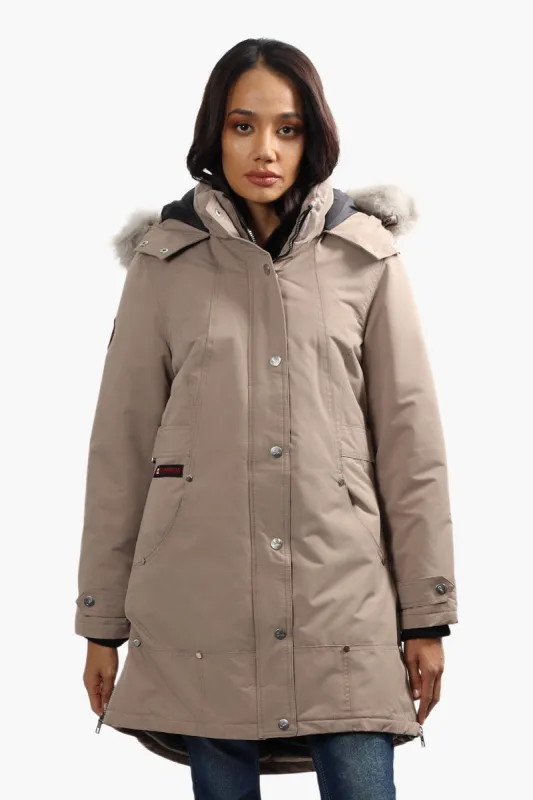 Canada Weather Gear Vegan Fur Hood Parka Jacket - Taupe made by Fairweather