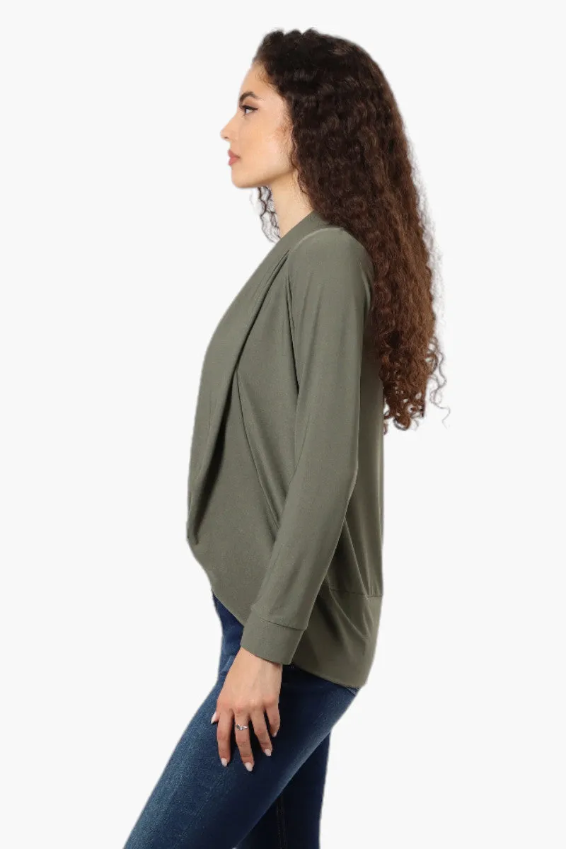 International INC Company Long Sleeve Open Wrap Cardigan - Olive sold by Fairweather product image thumbnail 3
