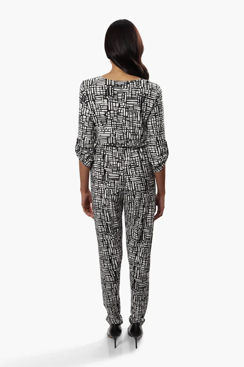 International INC Company Patterned Roll Up Sleeve Jumpsuit - Black sold by Fairweather product image thumbnail 4